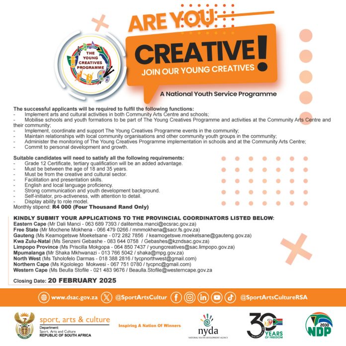 NYS Young Creatives Programme 2025 For Young South Africans