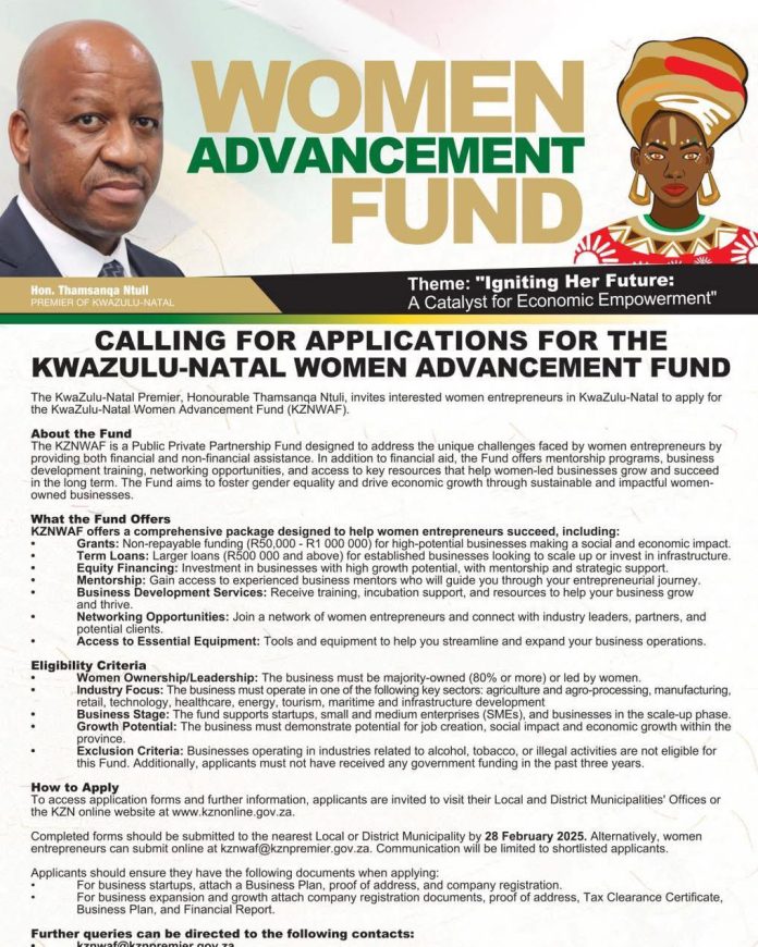 KwaZulu-Natal Women Advancement Fund (KZNWAF) Application