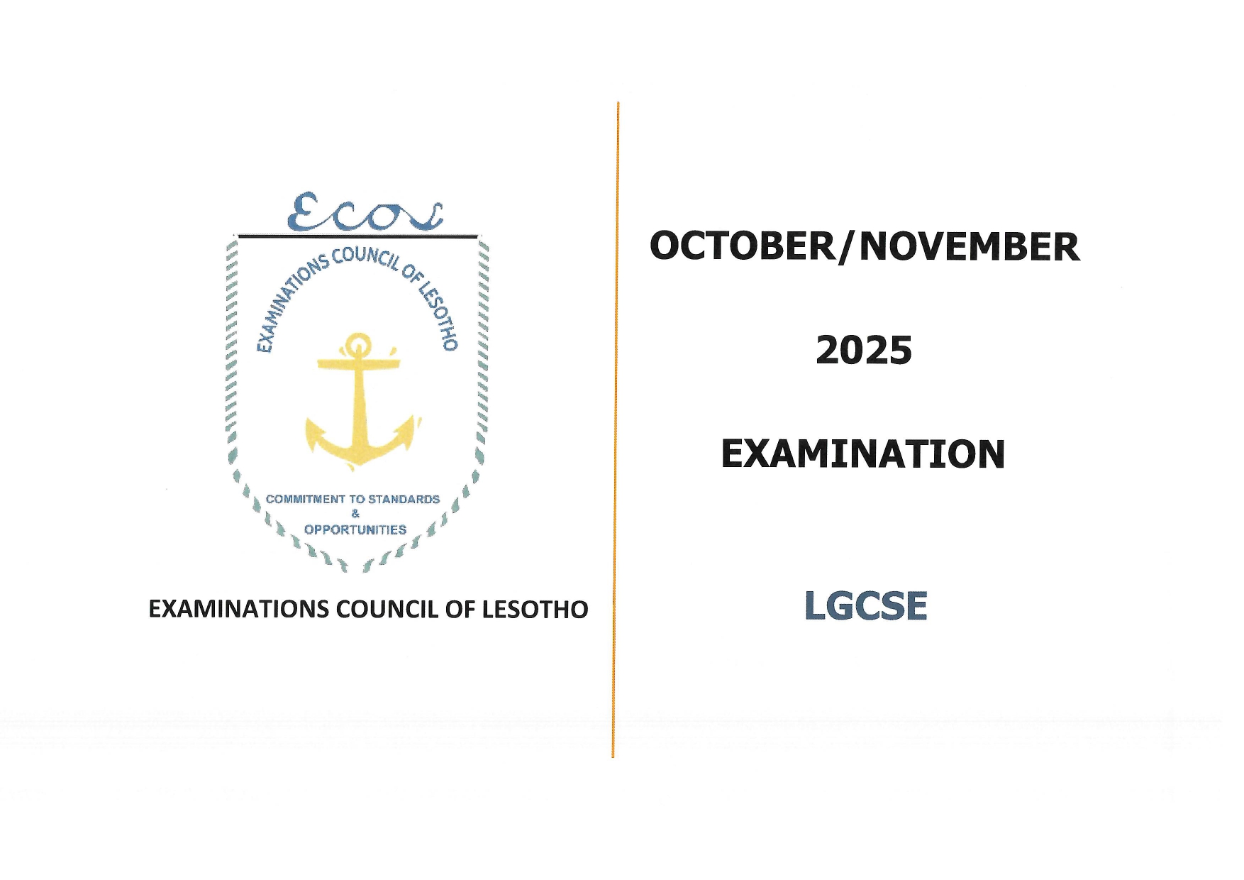 Lesotho General Certificate of Secondary Education (LGCSE) October/November 2025