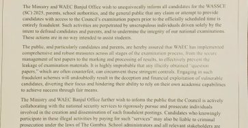 ALLEGED PLANS TO LEAK WASSCE (SC) 2025 EXAM PAPERS ON SOCIAL MEDIA