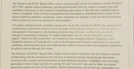 ALLEGED PLANS TO LEAK WASSCE (SC) 2025 EXAM PAPERS ON SOCIAL MEDIA