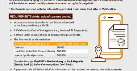 Uganda National Examinations Board (UNEB) Online Application for Letter of Verification (LVR)
