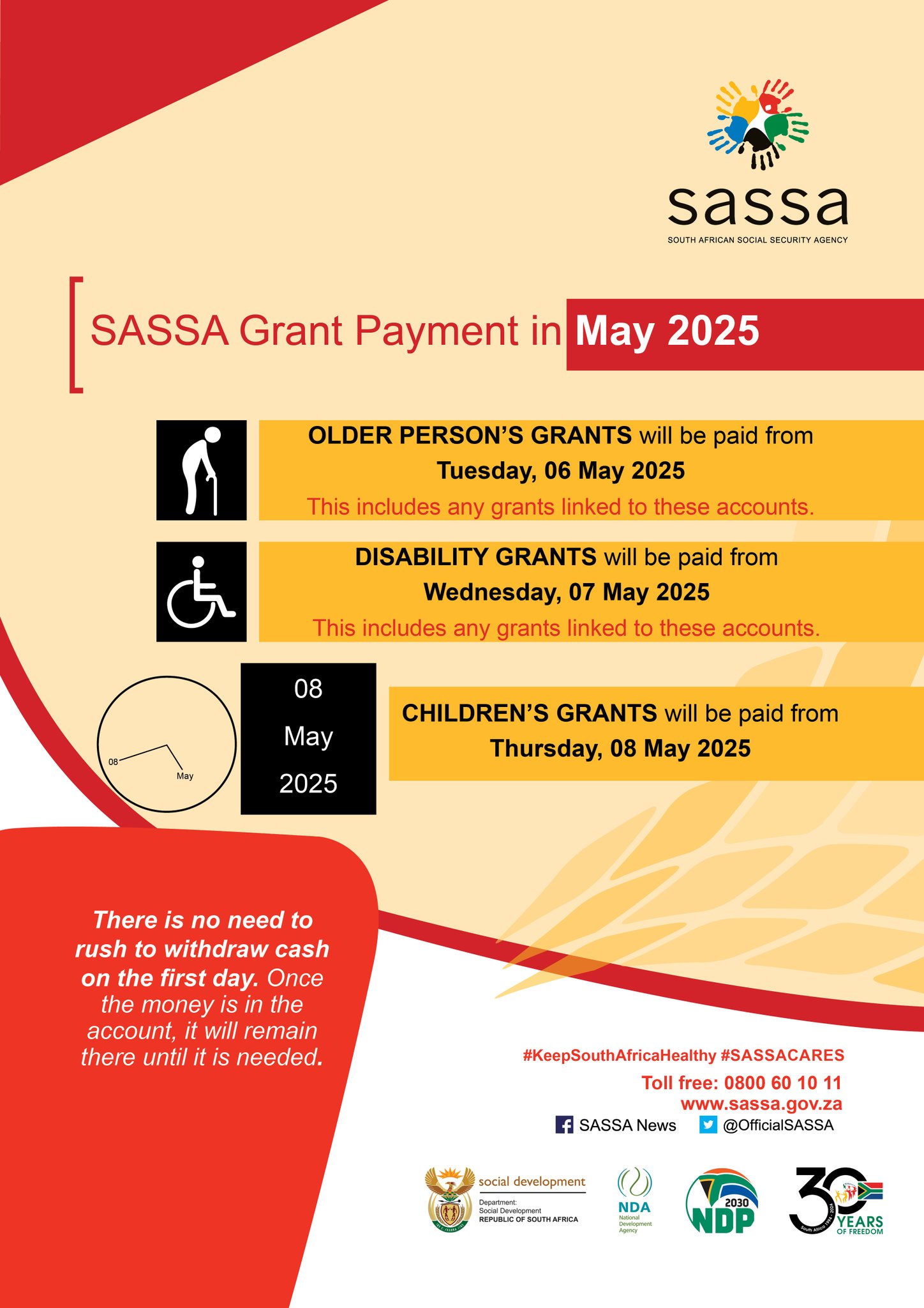 SASSA Social Grant Payment Dates For May 2025
