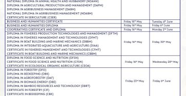 UVTAB Final TimeTable for May/June 2025 Assessment Series