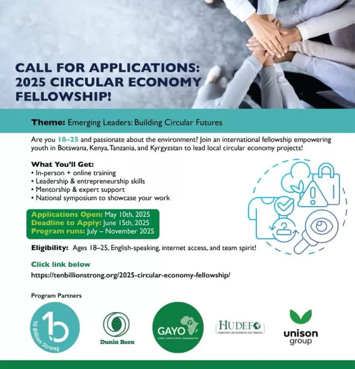 10 Billion Strong 2025 Circular Economy Fellowship Programme for Young Changemakers