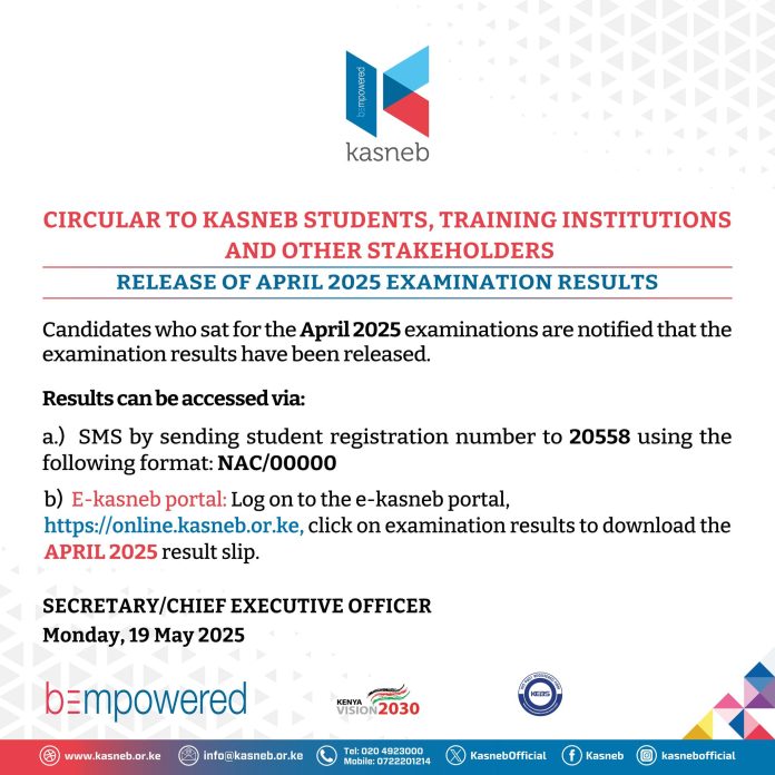 KASNEB Release April 2025 Examination Results