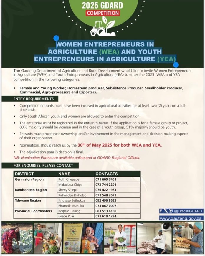 Gauteng Department of Agriculture And Rural Development 2025 WEA and YEA Competiiton