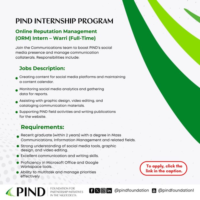 PIND Online Reputation Management (ORM) Internship Program 2025 for Nigerians
