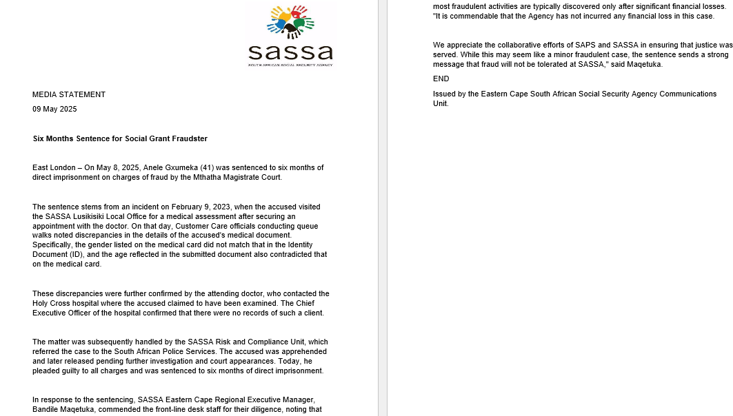 In todays latest SASSA News 9th May 2025