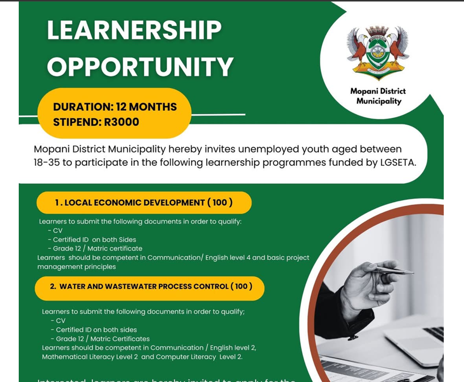 Mopani District Municipality 2025 Learnership Opportunities for South Africans