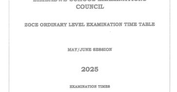 ZIMSEC GCE Ordinary Level Examination TimeTable May/June 2025
