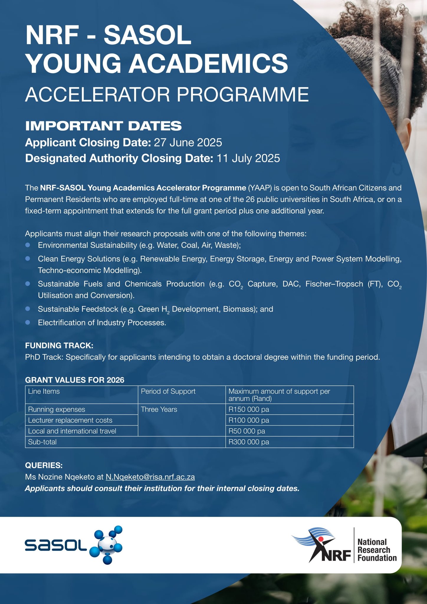 NRF-SASOL Young Academics Accelerator Programme (YAAP) 2026 for South Africans