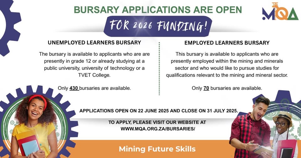 MQA Bursary Applications for 2026 : Funding for Employed And Unemployed Learners
