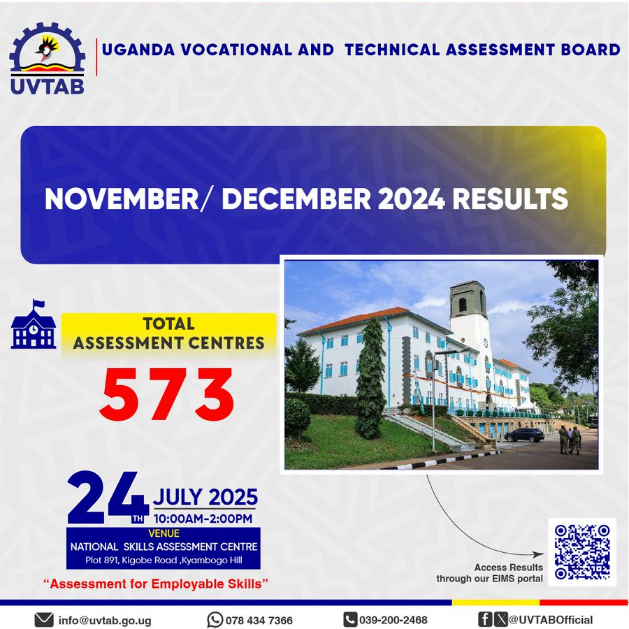Uganda Vocational and Technical Assessment Board 2924 November results
