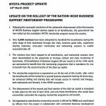 Poster showing the NYOTA Project nationwide business support mentorship programme with 5,500 mentors, 1,450 wards covered, training sessions, site visits, and guidance for MSME beneficiaries.