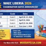 WAEC Liberia 2026 exam dates for LJHSCE, LNAT, LPSCE and WASSCE examination schedule
