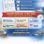 Graphic showing BGCSE 2025 provisional results information, enquiry deadline 13 May 2026, clerical check and review of marking steps.