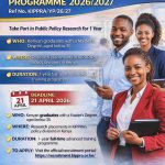 KIPPRA Young Professionals Programme 2026 poster showing application deadline, requirements, and research divisions for Kenyan graduates.
