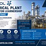 Chemical plant operator learnership 2026 poster for Sasol Secunda and Sasolburg intake with training details and moebayelsa.com link